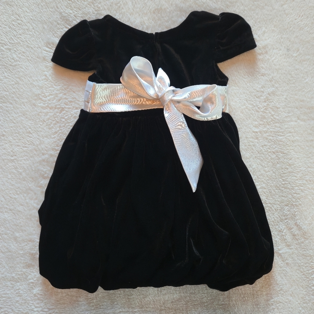 Sweet Heart Roses 18M Velvet Balloon Dress Satin Sash & Rose Posh Vintage Baby - Picture 5 of 16